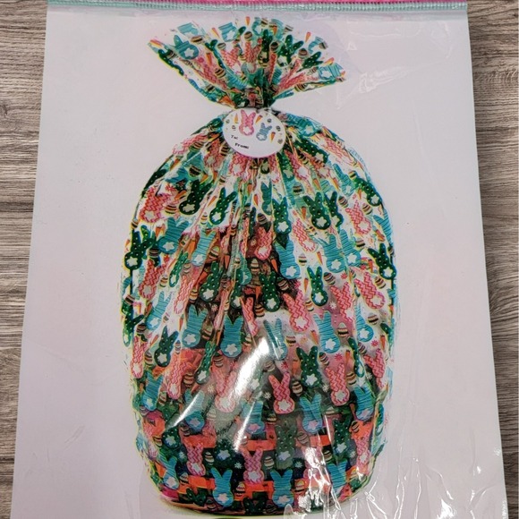 Easter Basket Bag 4 Pack Cellophane‎ 22x25 Bunny Pink Orange Blue Green w/ Tags - Picture 4 of 5